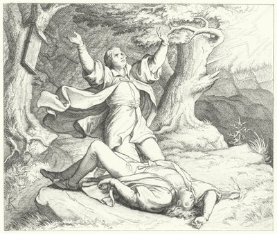Alexis, Freund von Martin Luther, nachdem er während ihrer Reisen vom Blitz getroffen wurde, 1505 von Gustav Ferdinand Leopold Konig