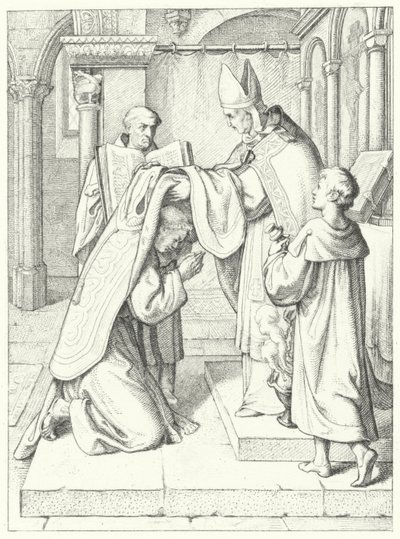 Martin Luther wird von Jerome Scultetus, Bischof von Brandenburg, im Erfurter Dom zum Priester geweiht, 3. April 1507 von Gustav Ferdinand Leopold Konig