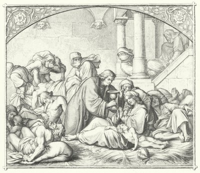 Martin Luther tröstet Pestkranke (Stich) von Gustav Ferdinand Leopold Konig