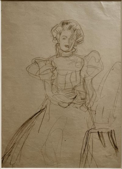 Bildnis Sonja Knips – In einem Stuhl sitzend (von vorne) von Gustav Klimt