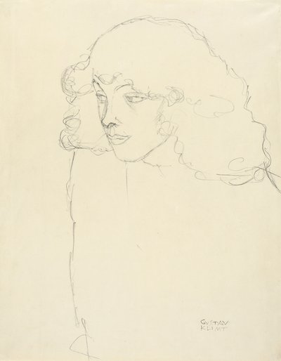 Halbporträt eines Mädchens im Dreiviertelprofil von links von Gustav Klimt