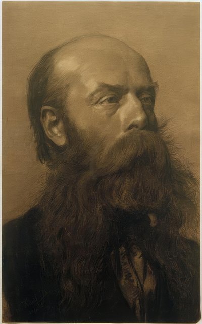 Kopf eines bärtigen Mannes im Dreiviertelprofil nach rechts von Gustav Klimt