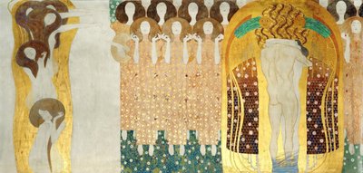 Der Beethovenfries, Detail: Die Künste, Chor des Paradieses, Umarmung, 1902 von Gustav Klimt