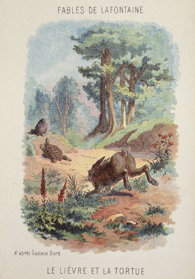Fabeln von La Fontaine: Der Hase und die Schildkröte nach Gustave Doré von Gustave (after) Dore