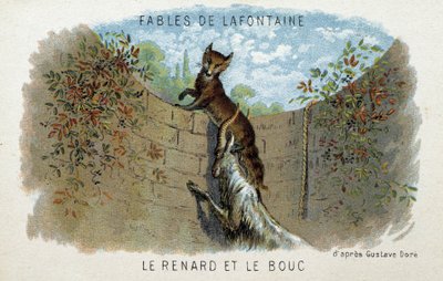 Fabeln von La Fontaine: Der Fuchs und die Ziege - nach Gustave Doré von Gustave (after) Dore