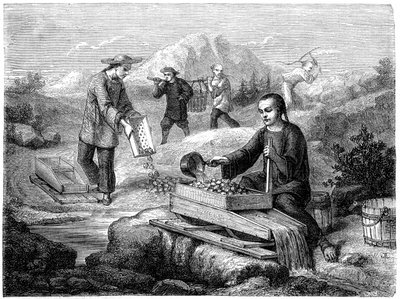 Chinesische Bergleute, Kalifornien, 19. Jahrhundert von Gustave Adolphe Chassevent Bacques