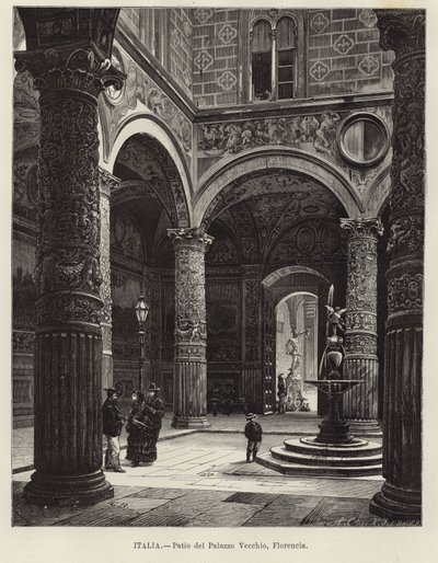 Italien - Innenhof des Palazzo Vecchio, Florenz von Gustave Bauernfeind