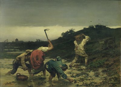 Bauern ernten Kartoffeln während der Überschwemmung des Rheins im Jahr 1852 von Gustave Brion