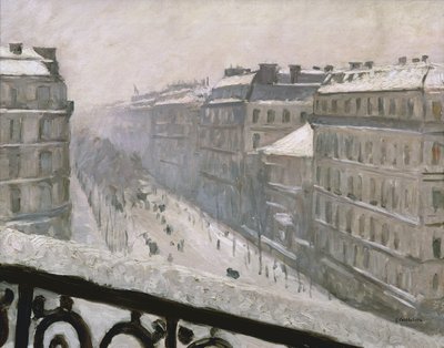 Boulevard Haussmann im Schnee, 1879 oder 1881 von Gustave Caillebotte