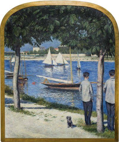 Das Ufer von Petit Gennevilliers und die Seine, 1890 von Gustave Caillebotte