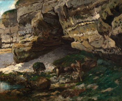 Felsige Landschaft mit Rehen von Gustave Courbet