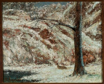 Reh im Schnee im Wald von Gustave Courbet