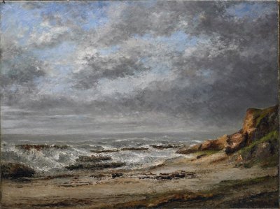 Ansicht einer stürmischen See nahe einer Klippe von Gustave Courbet