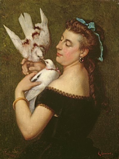 Frau mit Tauben von Gustave Courbet