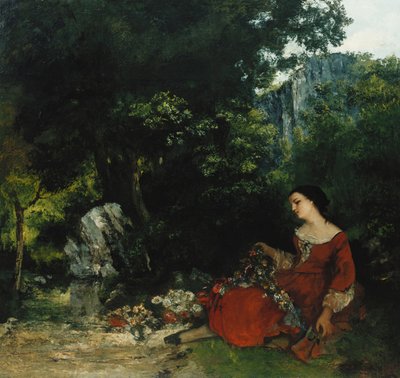 Frau mit einem Kranz; Femme à la Guirlande, 1856 von Gustave Courbet