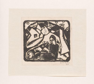 Sitzende Frau in einer Landschaft von Gustave De Smet (signed by artist)
