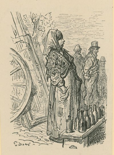 Eine Frau verkauft Glasflaschen von Gustave Dore