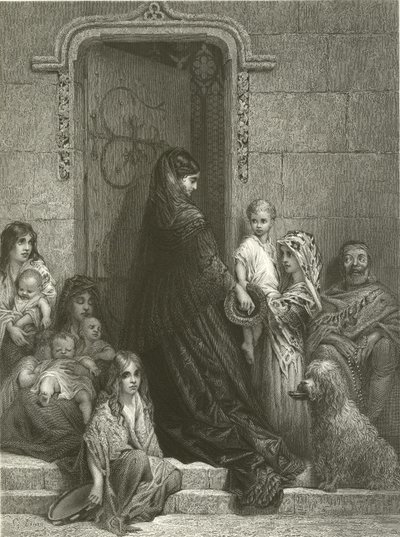 Almosenvergabe von Gustave Dore