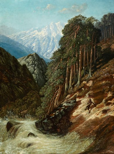 Alpenlandschaft mit Bach, nach 1870 von Gustave Dore