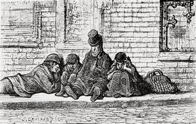 Schlafend auf den Straßen, 1872 von Gustave Dore