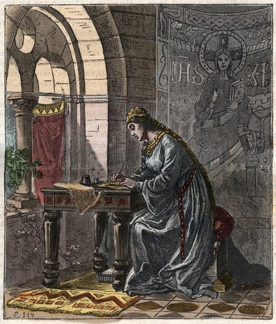 Bertrade von Montfort (1070-1117) Königin von Frankreich (Ehefrau von Philipp I. König von Frankreich) in Fontevrault - Gravur von Gustave Doré aus dem 19. Jahrhundert in „National History Illustred of France from the Most Retreated Times to the Today“ 187 von Gustave Dore