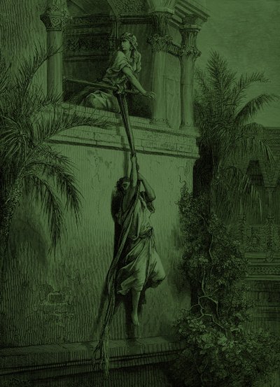 Davids Flucht durch das Fenster, von Doré von Gustave Dore