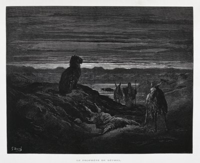 Tod des Propheten von Bethel, Illustration aus der Dore-Bibel von Gustave Dore