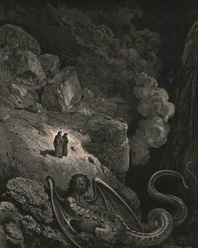Sogleich erschien das abscheuliche Bild des Betrugs, ca. 1890 von Gustave Dore