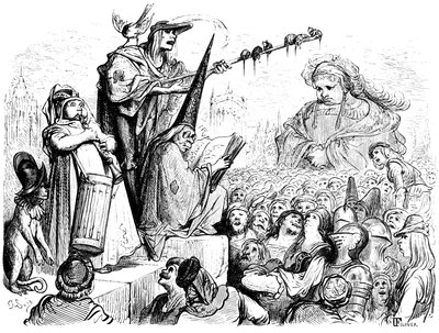 Gargantuas Erziehung: Gravur von Gustave Doré, die das Werk von Rabelais illustriert von Gustave Dore