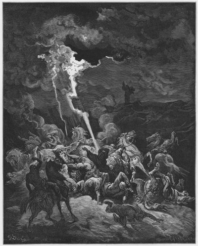 Gustave Doré Bibel: Elia zerstört die Boten Ahazias durch Feuer von Gustave Dore