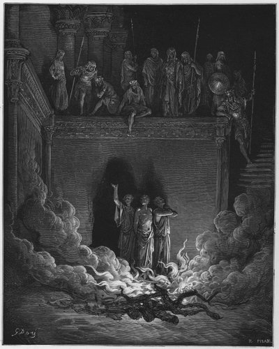 Gustave Doré Bibel: Schadrach, Meschach und Abed-Nego im Feuerofen von Gustave Dore