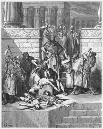 Gustave Doré Bibel: Abschlachtung der Söhne Zedekias vor ihrem Vater von Gustave Dore