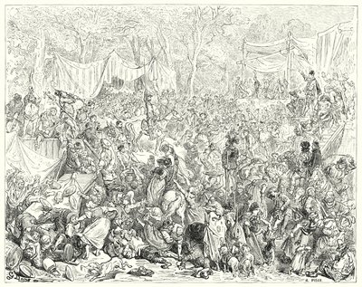 Ankunft von Don Quixote bei der Hochzeit von Camacho und Quiteria (Illustration von Don Quixote) von Gustave Dore