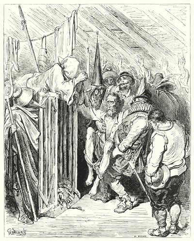 Gustave Dorés Don Quixote: "Seien Sie nicht ungeduldig, O Ritter der traurigen Gestalt, über Ihre Gefangenschaft" von Gustave Dore