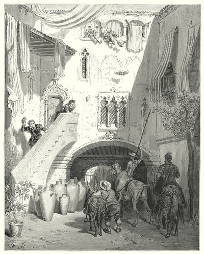 Oh, ihr Tobosianischen Urnen! die in meinem Geist die Gedanken an das süße Pfand meiner bittersten Sorgen wecken! (Illustration von Don Quixote) von Gustave Dore