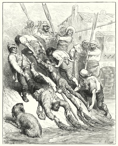 Gustave Dorés Don Quixote: "Sie wurden beide an Land gezogen, mehr durchnässt als durstig" von Gustave Dore