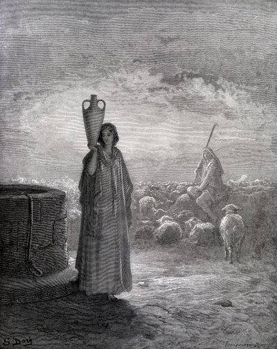 Jakob hütet die Herden Labans von Gustave Dore