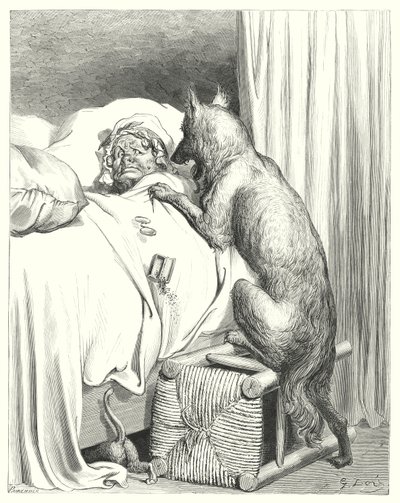 Le Petit Chaperon Rouge; Rotkäppchen (Gravur) von Gustave Dore
