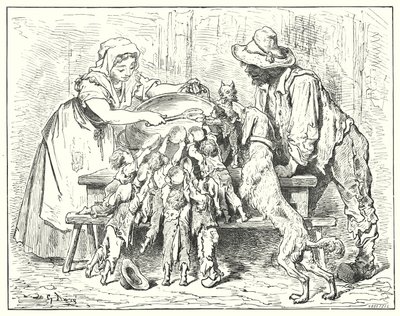 Der kleine Däumling (Gravur) von Gustave Dore