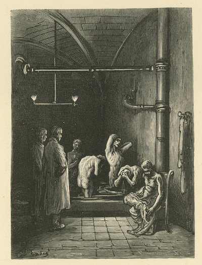 Männer in den Bädern im Haus der Zuflucht von Gustave Dore