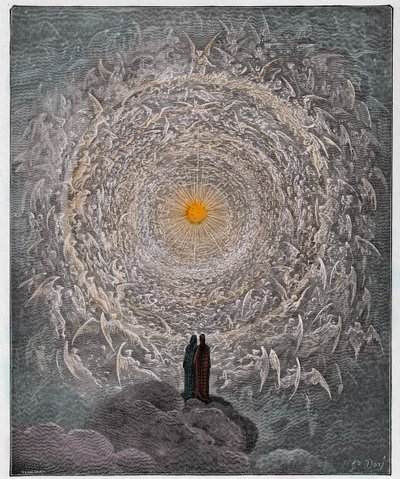 Paradiso, Canto 31: Die heilige Schar bildet eine Rose im Empyreum von Gustave Dore