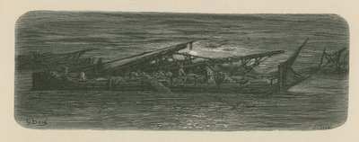 Menschen auf dem Deck eines Bootes auf der Themse von Gustave Dore
