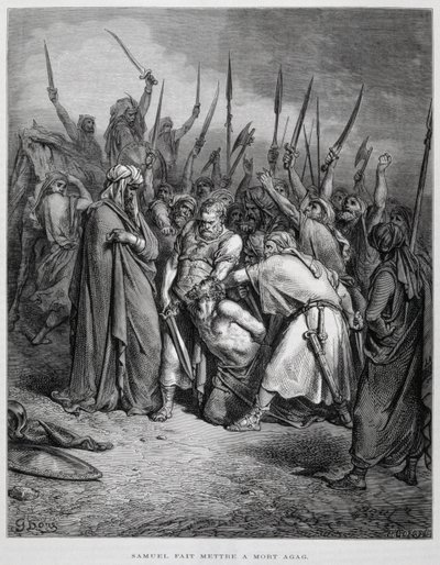 Samuel tötet Agag, Illustration aus der Dore-Bibel von Gustave Dore