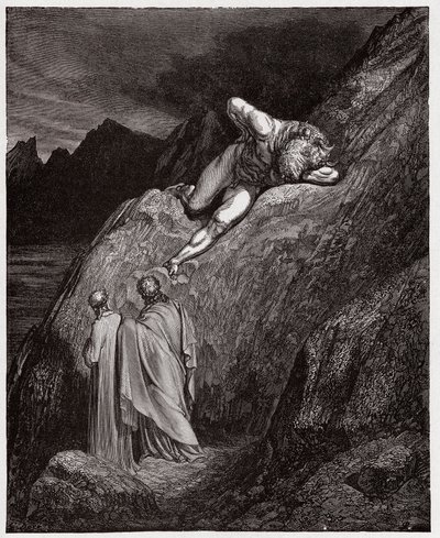 Die Göttliche Komödie, Inferno, Gesang 12: Der Minotaurus auf der zerklüfteten Klippe - von Dante Alighieri (1265-1321) - Illustration von Gustave Doré (1832-1883) von Gustave Dore