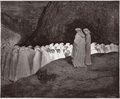 Die Göttliche Komödie (La Divina Commedia), Inferno, Gesang 23: Die Heuchler sprechen zu Dante - von Dante Alighieri (1265-1321) - Illustration von Gustave Doré (1832-1883) von Gustave Dore