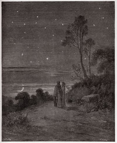 Die Göttliche Komödie, Inferno, Gesang 2: Der dunkle Himmel der ersten Nacht (Illustration von Gustave Doré) von Gustave Dore
