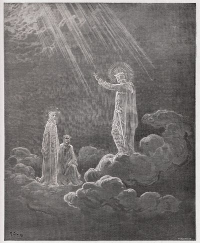 Die Göttliche Komödie, Paradiso, Gesang 8: Karl Martell spricht zu Dante und Beatrice (Illustration von Gustave Doré) von Gustave Dore