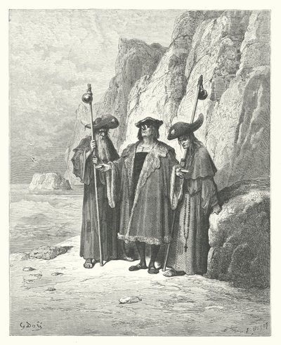 Die Fabeln von La Fontaine: Die Auster und ihre Anspruchsteller von Gustave Dore