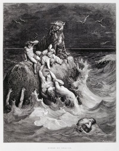 Die große Flut, Illustration aus der Dore-Bibel von Gustave Dore