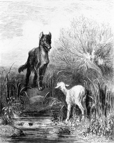 Der Wolf und das Lamm „Fabeln“ von La Fontaine von Doré von Gustave Dore